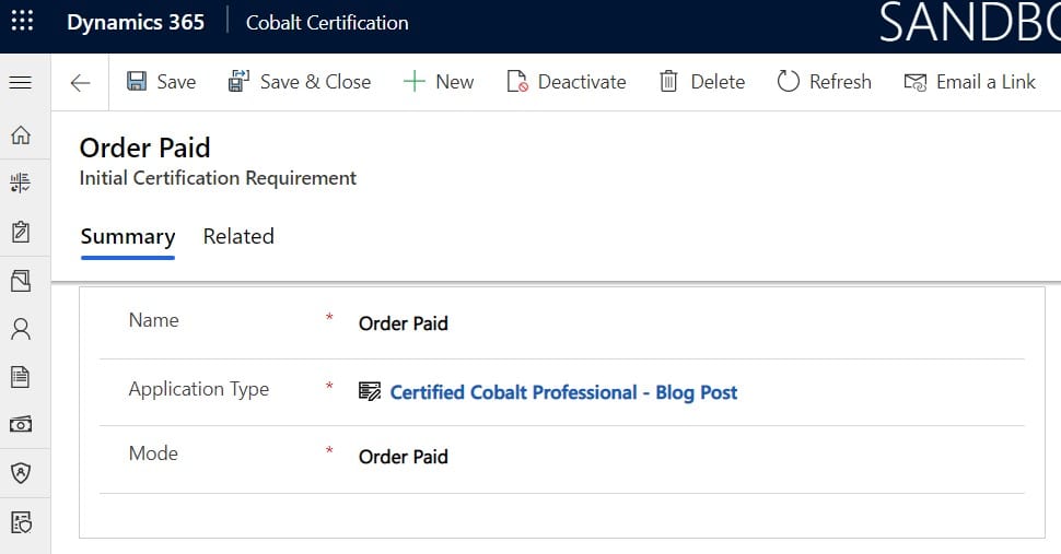 Certification CRM and order for a certification order