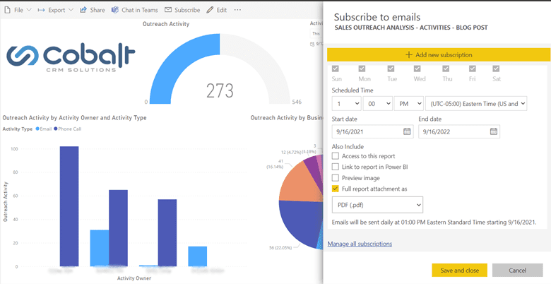 Showing how to send out Power BI report as a PDF